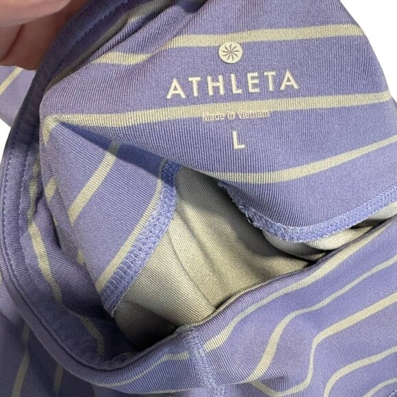 Athleta Blue & Gray Striped Capri Crop Leggings Women's Size Large - Picture 3 of 4